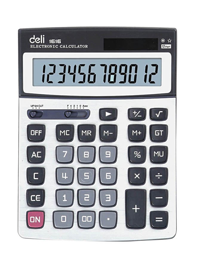ديلي آلة حاسبة أساسية بشاشة سعة 12 رقماً أبيض/ أسود