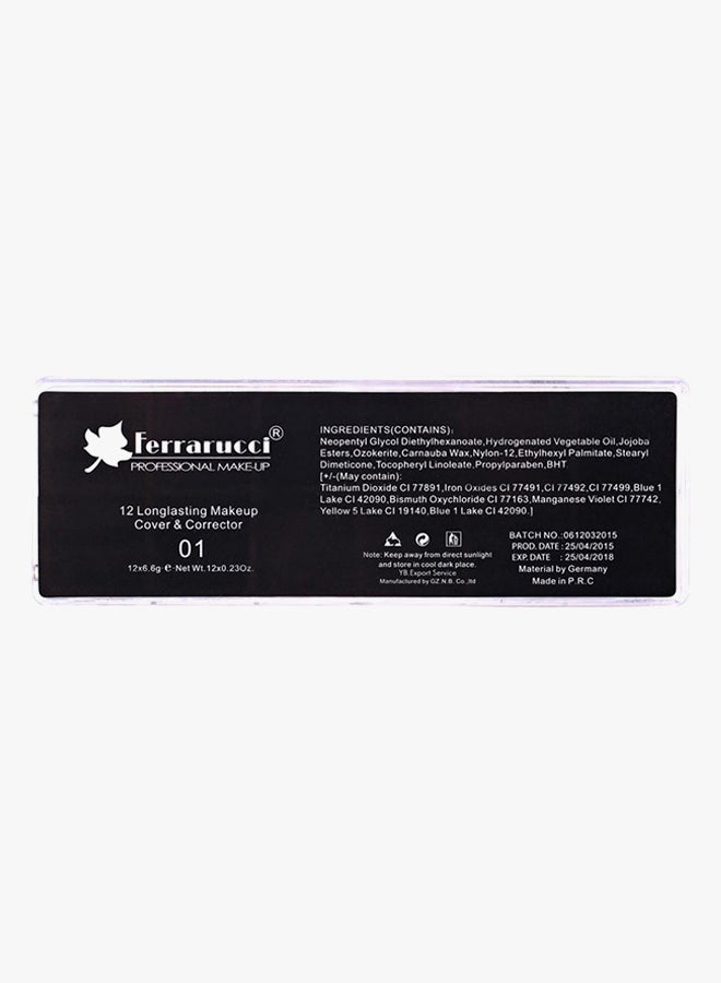 Ferrarucci 12-Color Long-Lasting Makeup Cover And Corrector Palette 01 Multicolour  - Image 2