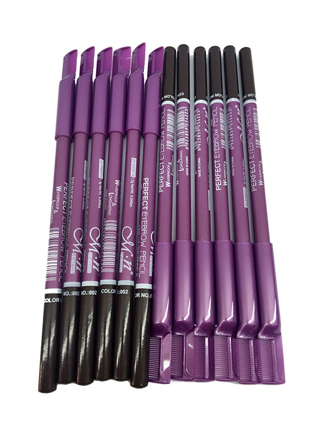 M.N 12 Piece Waterproof Perfect Eyebrow Pencil Set Brown - Image 1