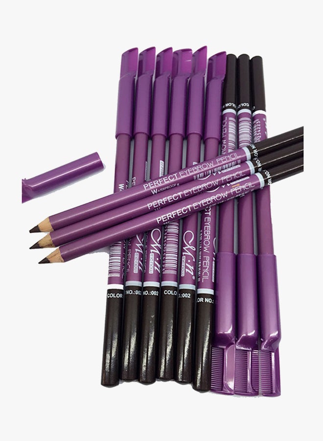 M.N 12 Piece Waterproof Perfect Eyebrow Pencil Set Brown - Image 2