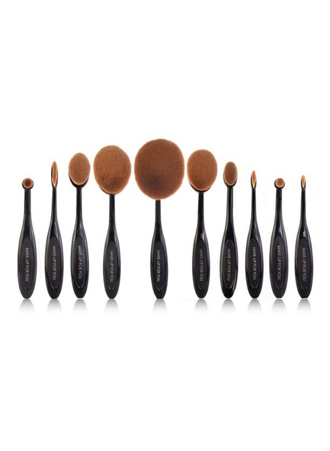 MakeUp for You - 10-Piece Professional Foundation Brush Set Black/Beige - Image 1