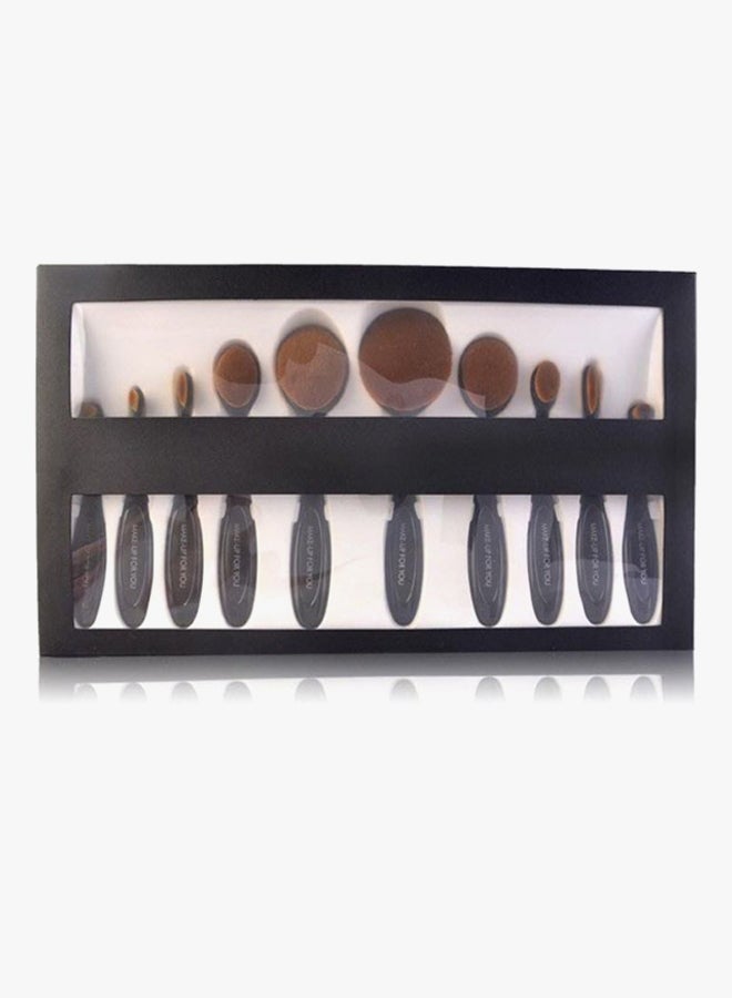 MakeUp for You - 10-Piece Professional Foundation Brush Set Black/Beige - Image 1