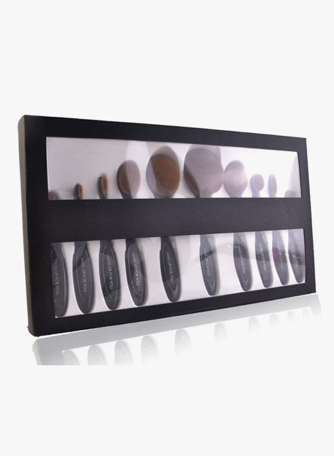 MakeUp for You - 10-Piece Professional Foundation Brush Set Black/Beige - Image 1