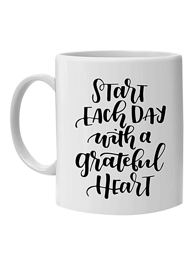 Start Each Day With Grateful Printed Mug White 10cm