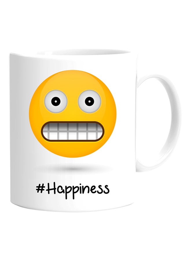 Grimacing Face Emoji Printed Mug White