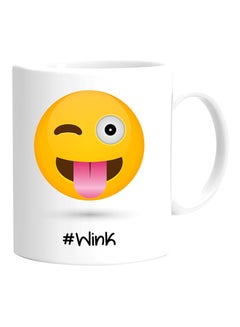 Wink Emoji Printed Mug White