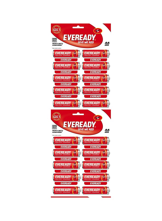 Eveready Pack Of 20 Red AA Batteries 1.5V 