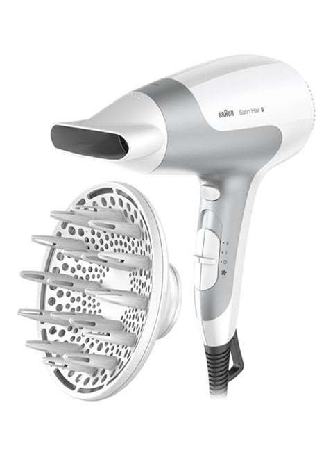 Satin Hair 5 HD585 Power Perfection Dryer White/Grey