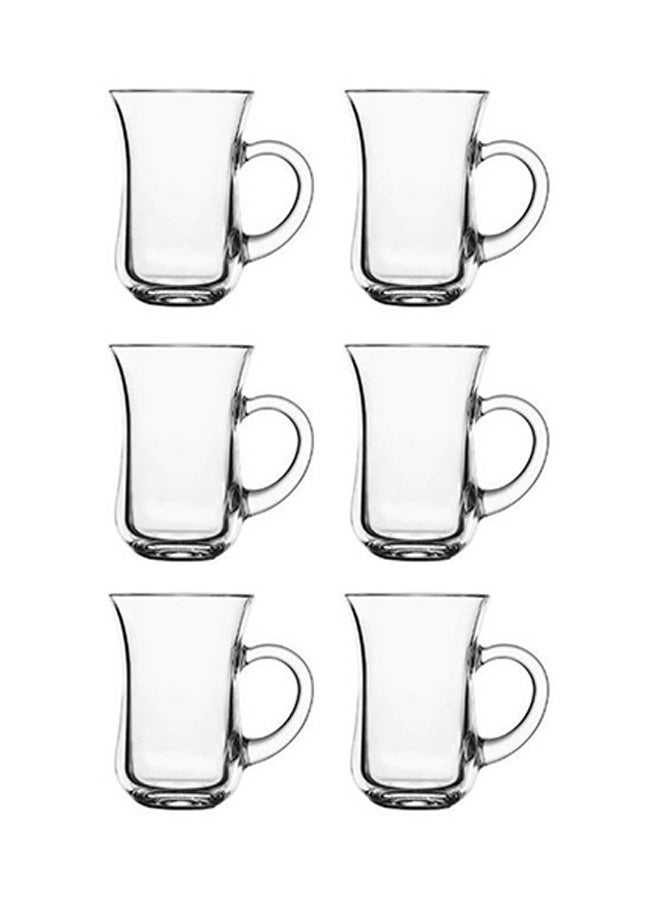 باساباتشي 6 قطع من أكواب شاي كيف زجاجية ومزوّدة بيد شفاف