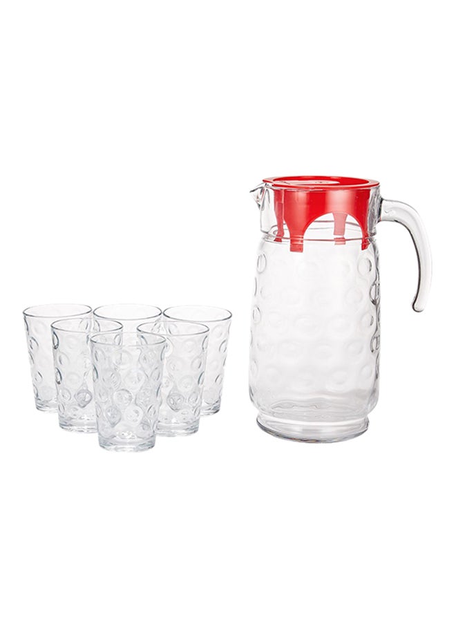 Pasabahce 7-Piece Rings Water Jug With Short Glass Clear 