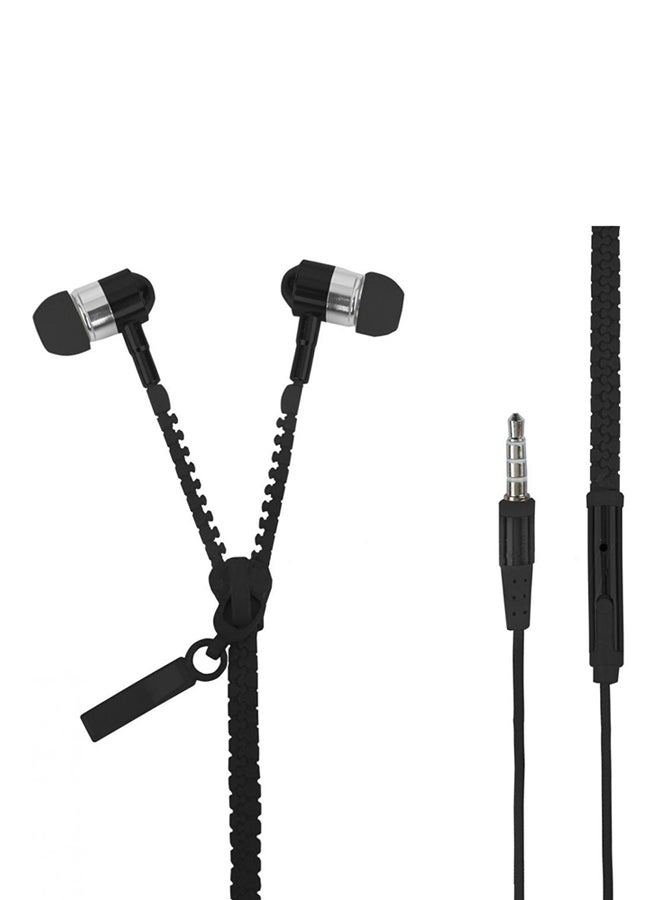 Generic Sports Zipper Headset With Mic Black 