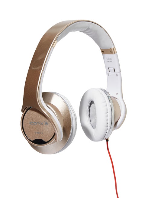 Twist-Out Over-Ear 2-In-1 Bluetooth Headset And Speaker Gold