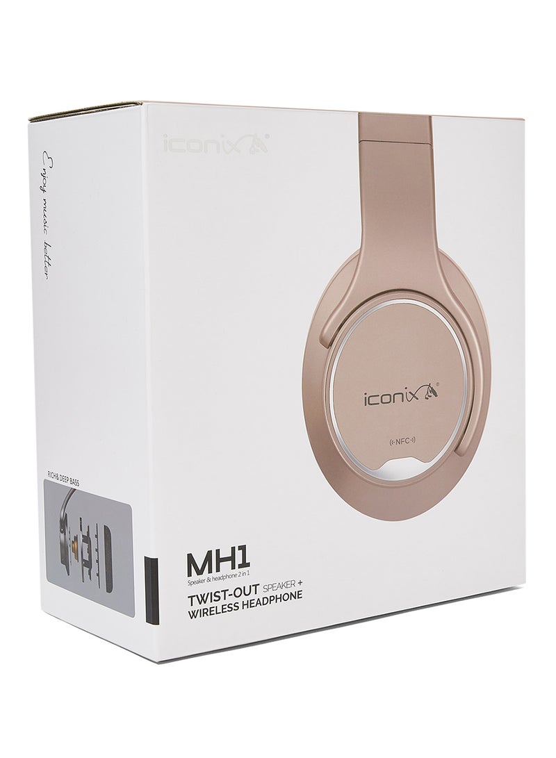 Twist-Out Over-Ear 2-In-1 Bluetooth Headset And Speaker Gold