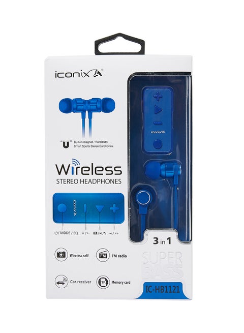 In-Ear Bluetooth 3-In-1 Super Bass Headset Blue