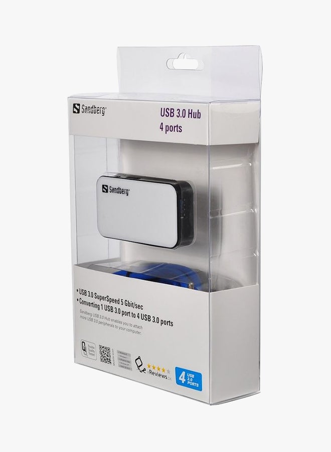 Sandberg 4 Ports USB 3.0 Hub White/Black  - Image 2