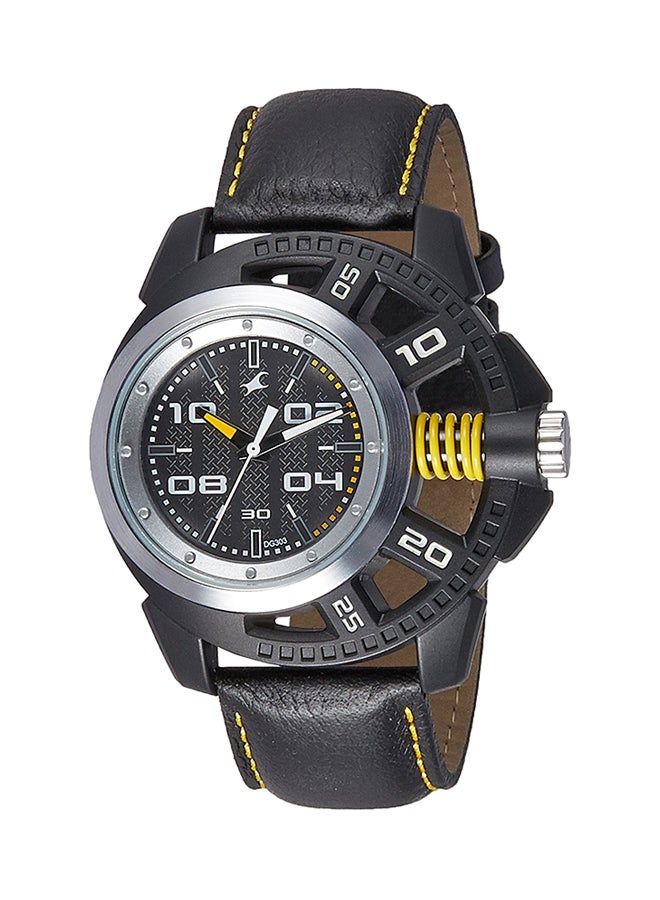 fastrack Men's Leather Analog Watch 38028PL01  - Image 1