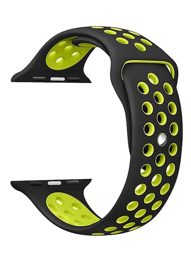 Generic - Soft Silicone Sport Strap For Apple Watch 42mm Black/Volt - Image 1