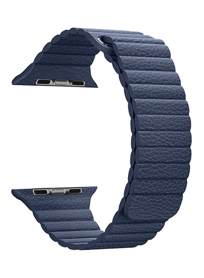 Generic - Genuine Leather Loop Band For Apple Watch 42mm Blue - Image 1