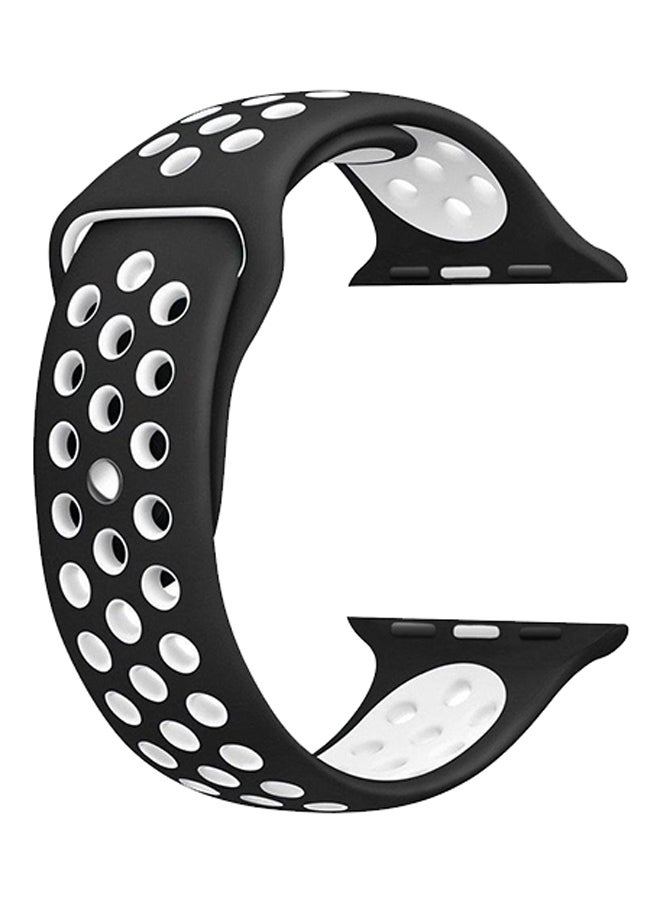 Generic - Soft Silicone Sport Strap For Apple Watch 42mm Black/White - Image 1