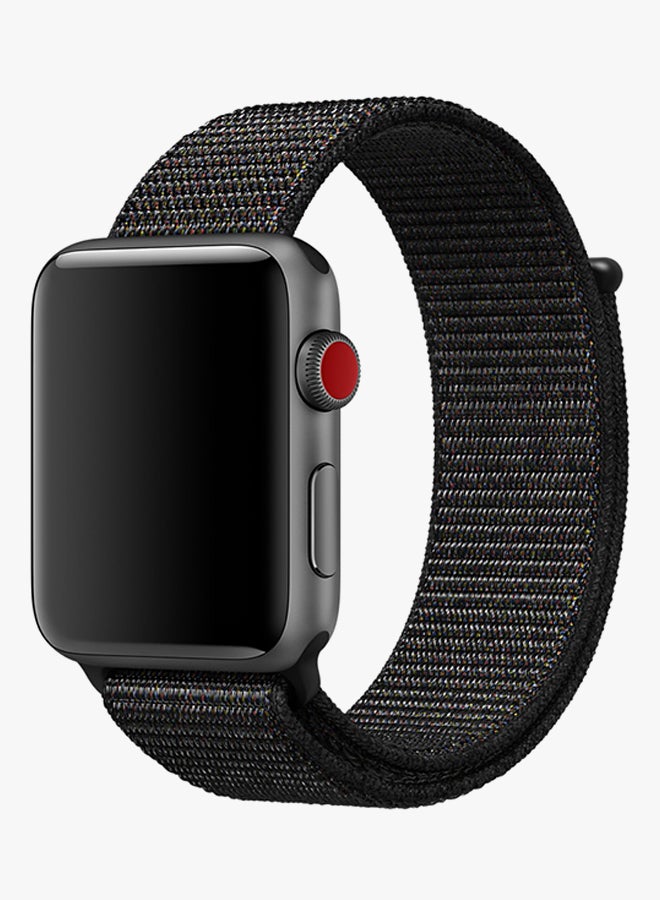Woven Double Layer Nylon Sport Loop Strap For Apple Watch 38mm Black