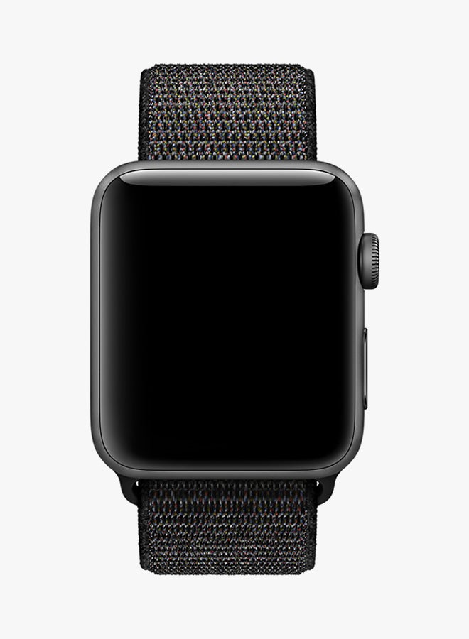 Woven Double Layer Nylon Sport Loop Strap For Apple Watch 38mm Black