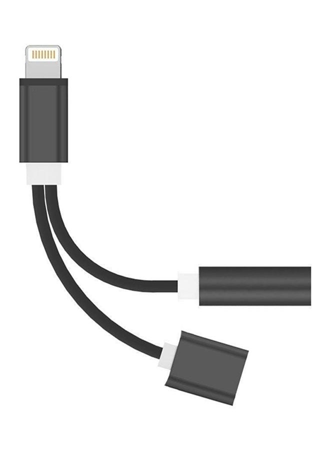 Generic - 2-In-1 USB Lightning Multi-Purpose Charging Adapter For Apple iPhone 7/8/X Black - Image 1