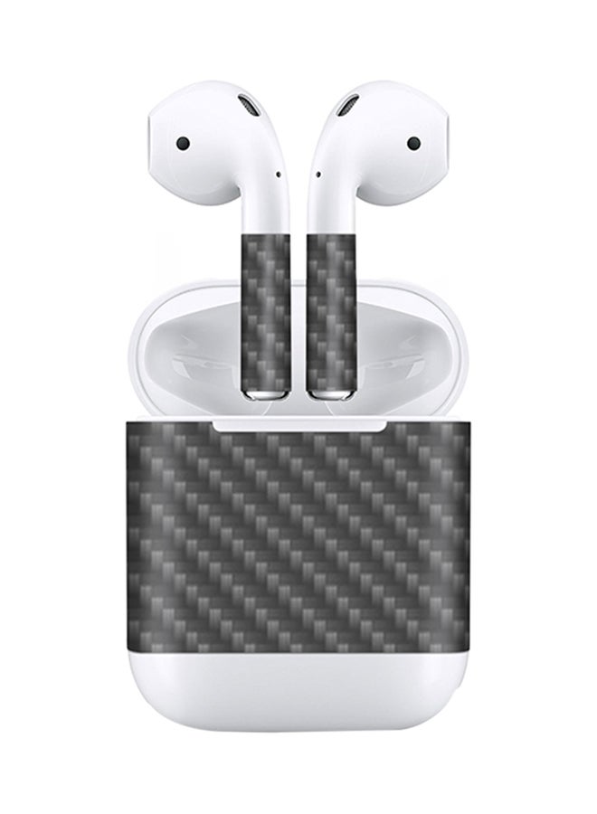 ستايلايزد مجموعتين غلاف لاصق ملفوف من الفينيل لجهاز ابل ايربودز من ألياف الكربون انثراسايت - Image 1