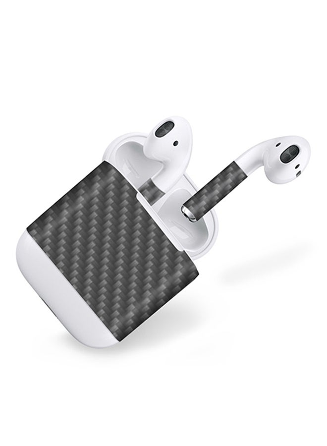 ستايلايزد مجموعتين غلاف لاصق ملفوف من الفينيل لجهاز ابل ايربودز من ألياف الكربون انثراسايت - Image 3