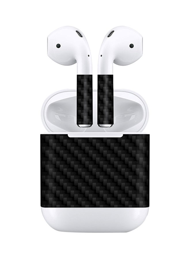 Stylizedd Pack Of 2 Vinyl Skin Decal Body Wrap For Apple AirPods Carbon Fibre Black - Image 1