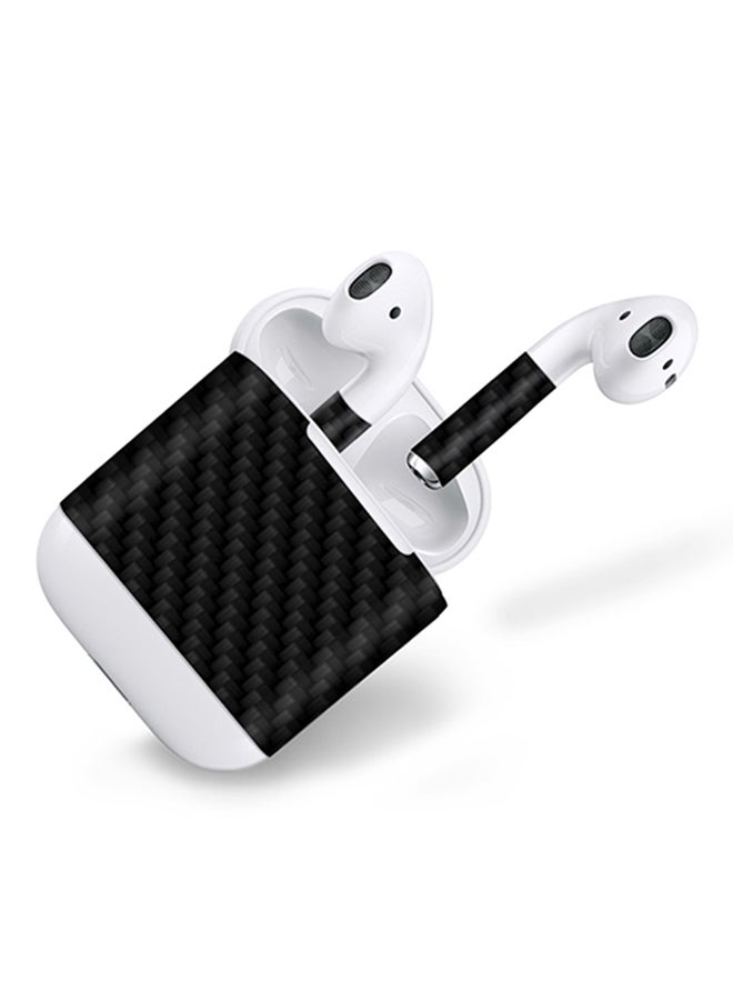 Pack Of 2 Vinyl Skin Decal Body Wrap For Apple AirPods Carbon Fibre Black - v1522838236/N13756885A_3