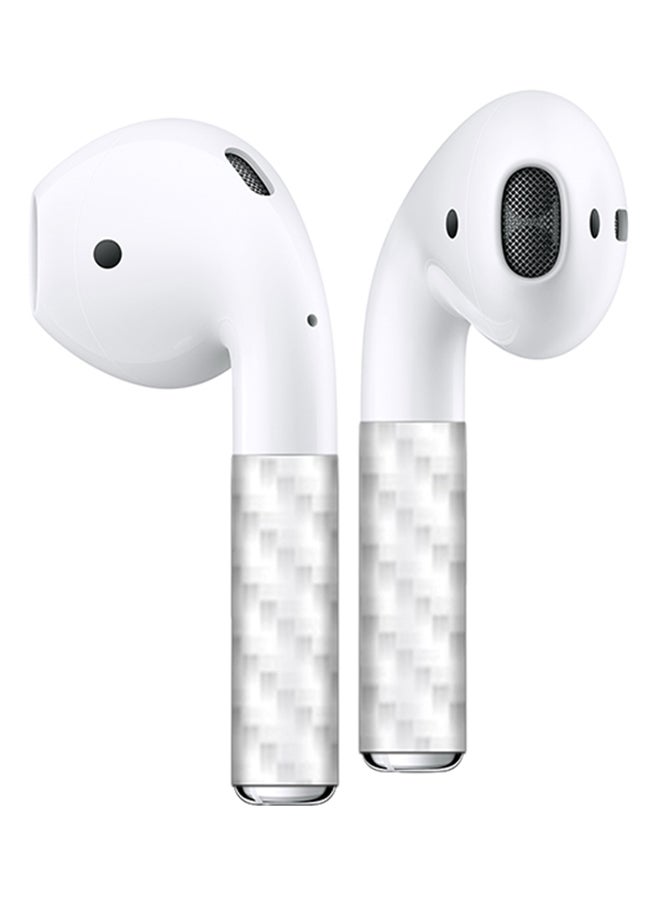 ستايلايزد مجموعتين غلاف لاصق ملفوف من الفينيل لجهاز ابل ايربودز من ألياف الكربون الأبيض - Image 2