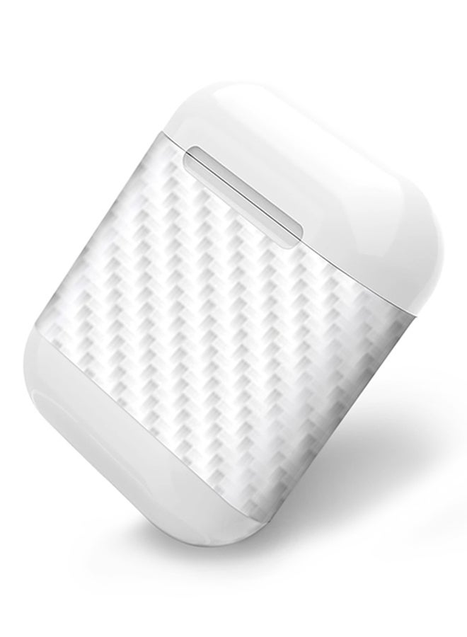 ستايلايزد مجموعتين غلاف لاصق ملفوف من الفينيل لجهاز ابل ايربودز من ألياف الكربون الأبيض - Image 4