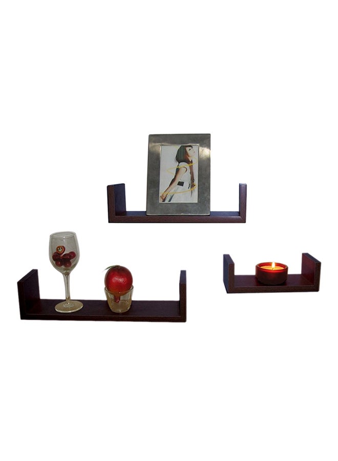 3-Piece Wall Shelf Set Brown