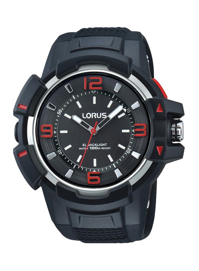 لوراس ساعة يد بعقارب وسوار مطاطي طراز R2343KX9 للرجال