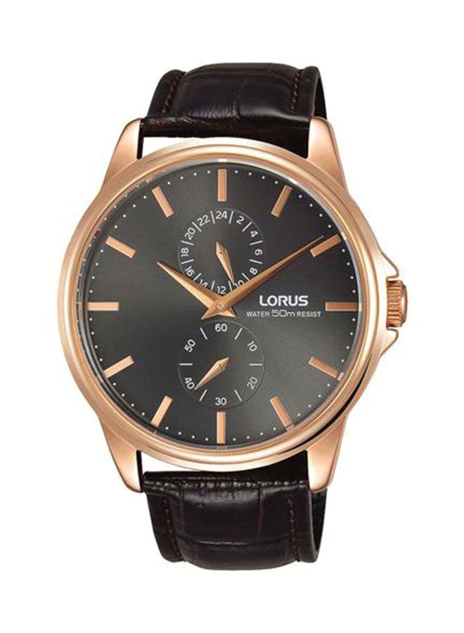 لوراس ساعة يد بعقارب بسوار من الجلد طراز R3A14AX9 للرجال