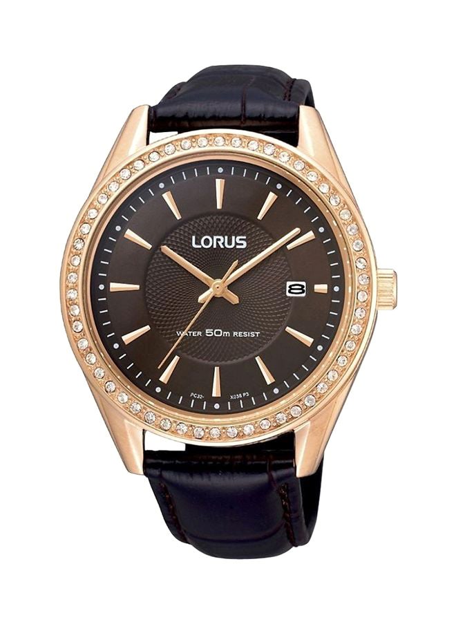 لوراس ساعة يد بعقارب بسوار من الجلد طراز RH916CX9 للنساء