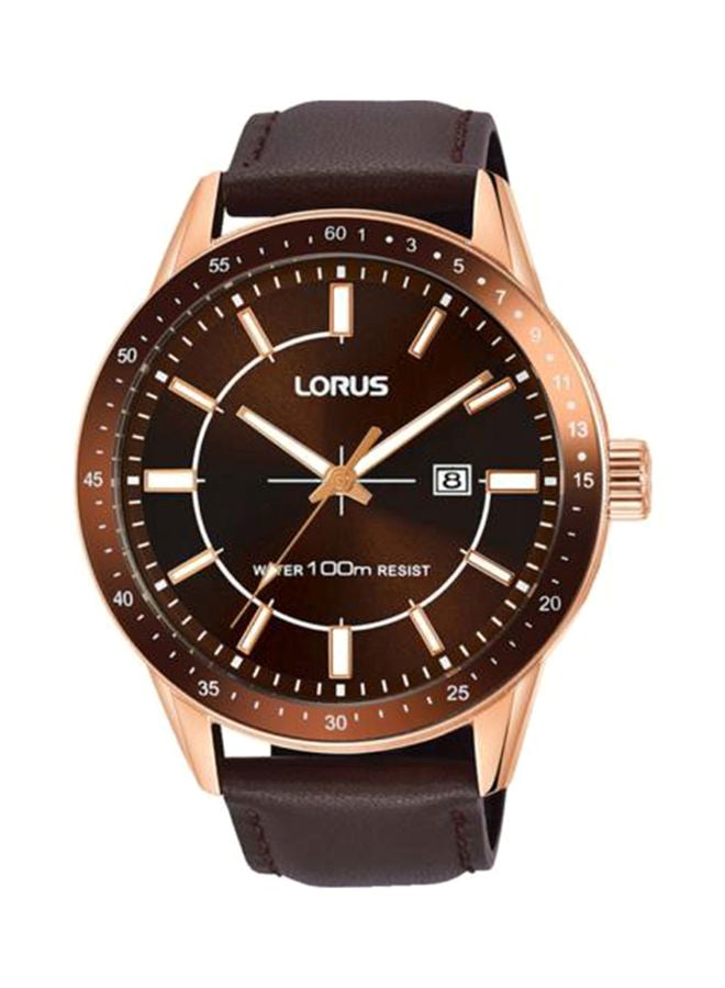 لوراس ساعة يد بعقارب بسوار من الجلد طراز RH962HX9 للرجال