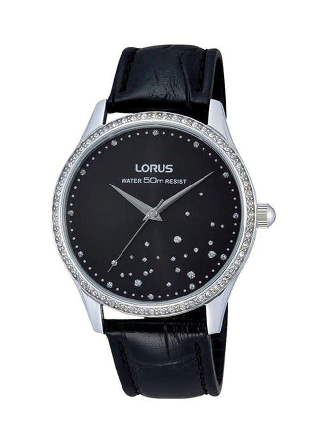 لوراس ساعة يد بعقارب بسوار من الجلد طراز RR77UX9 للنساء