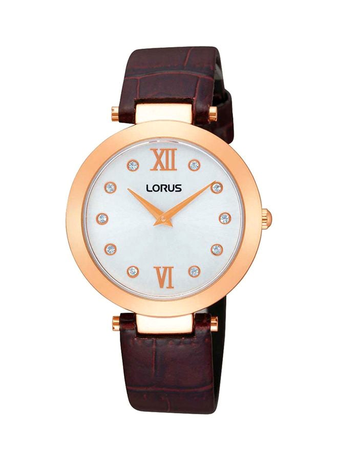 لوراس ساعة يد بعقارب بسوار من الجلد طراز RRW80DX9 women