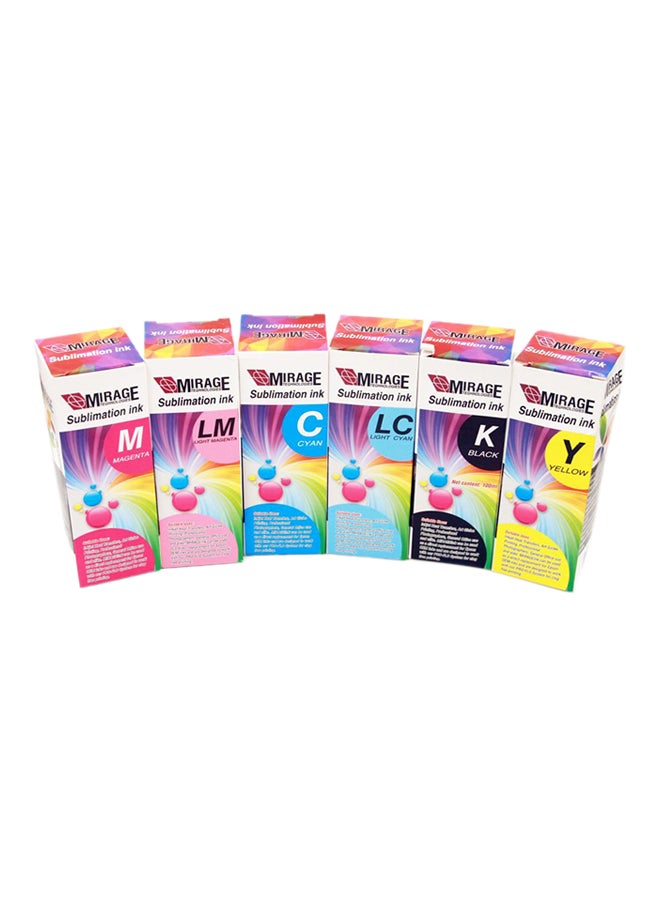 Set Of 6 Colours Dye Sublimation Ink Refill 100ml 100ml Multicolour