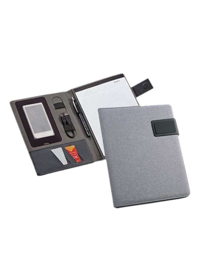 A5 Imitation Linen & Imitation Leather Folder Grey
