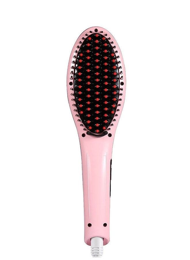 Electric Hair Straightener And Hair Massager Brush Pink