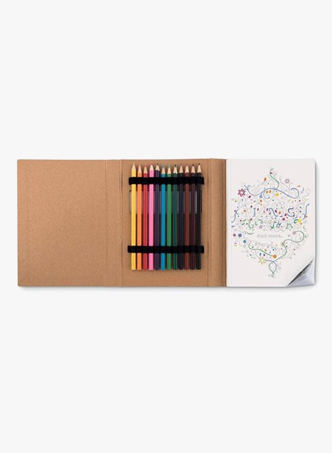 12-Piece Coloured Pencils And 50 Sheets Colouring Book Multicolour - Image 2