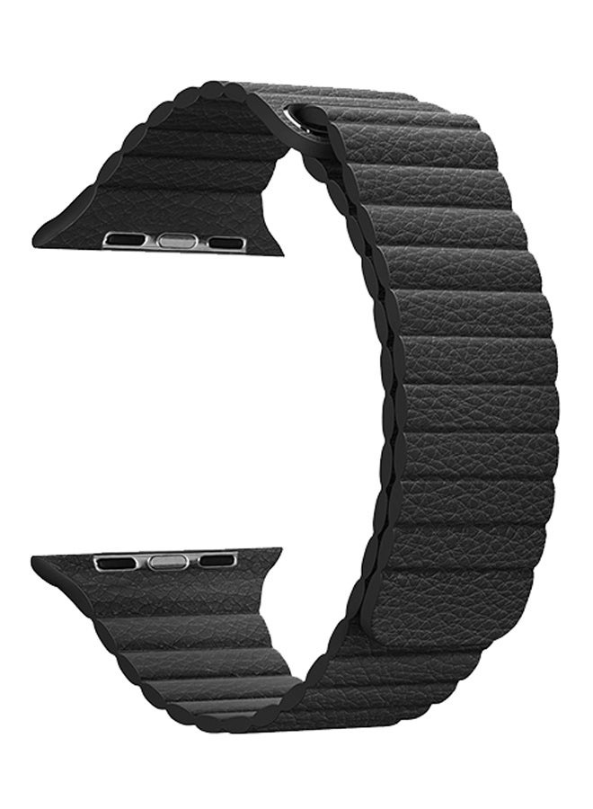 Generic - Genuine Leather Loop Band For Apple Watch 42mm Black - Image 1