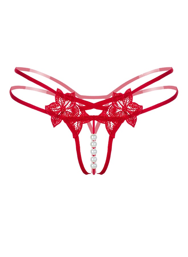 Beauty Rosy - Embroidered Pearl Briefs Red - Image 1