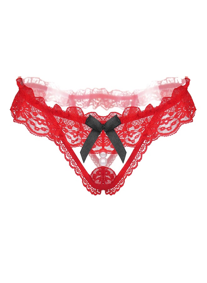 Beauty Rosy - Lace Pearl Briefs Red - Image 1