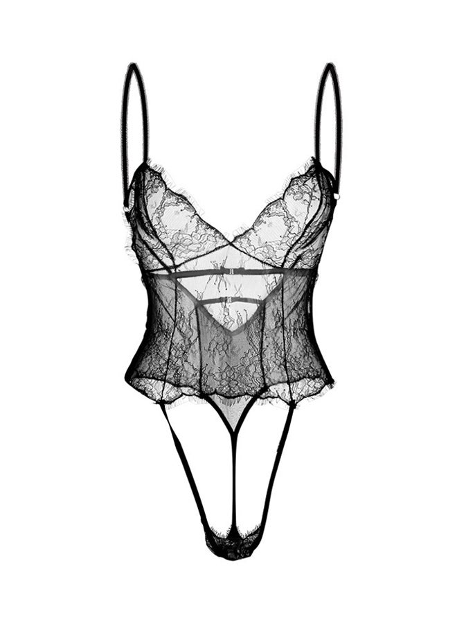 Beauty Rosy Lace Suspender Sleepwear Nightdress Black - Image 1