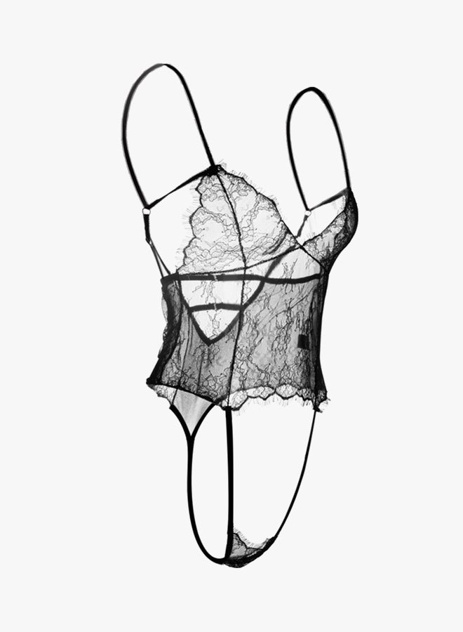 Beauty Rosy Lace Suspender Sleepwear Nightdress Black - Image 3