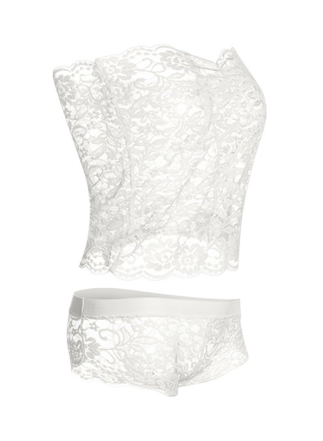 Beauty Rosy Lace Embroidery Set White