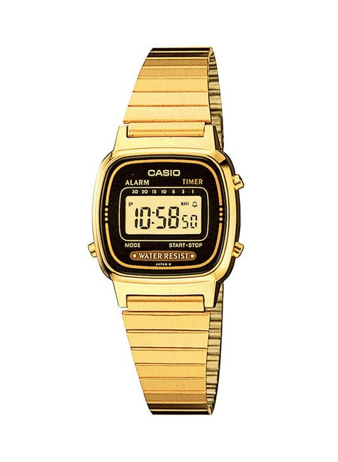 Women's Women's Water Resistant Stainless Steel Digital Watch LA670WGA-1DF  - 20 mm - Gold